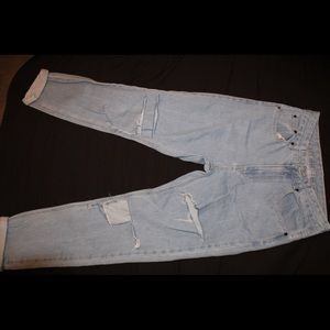 High Rise Ripped Denim Mom Jeans